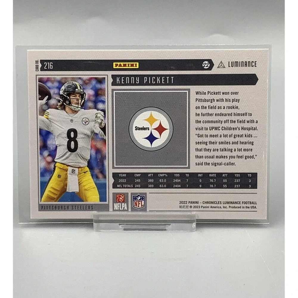 2022 Panini Chronicles Luminance KENNY PICKETT #216‎ RC Rookie - Steelers